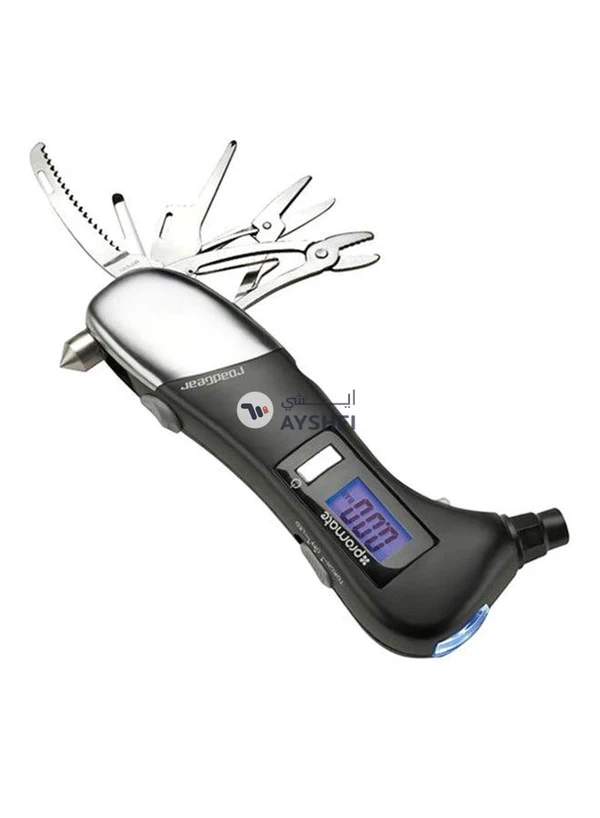 Generic Digital Tyre Pressure Gauge with inbuilt Emergency Tools and LED Light - Roadgear