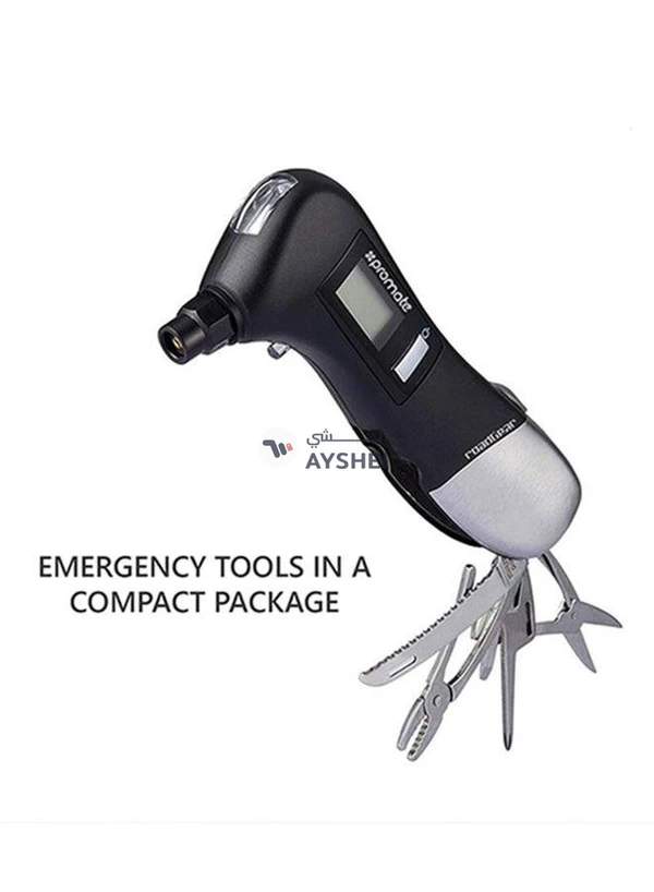 Generic Digital Tyre Pressure Gauge with inbuilt Emergency Tools and LED Light - Roadgear