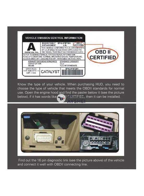 Generic HUD Head Up Display With OBD2 Interface Plug