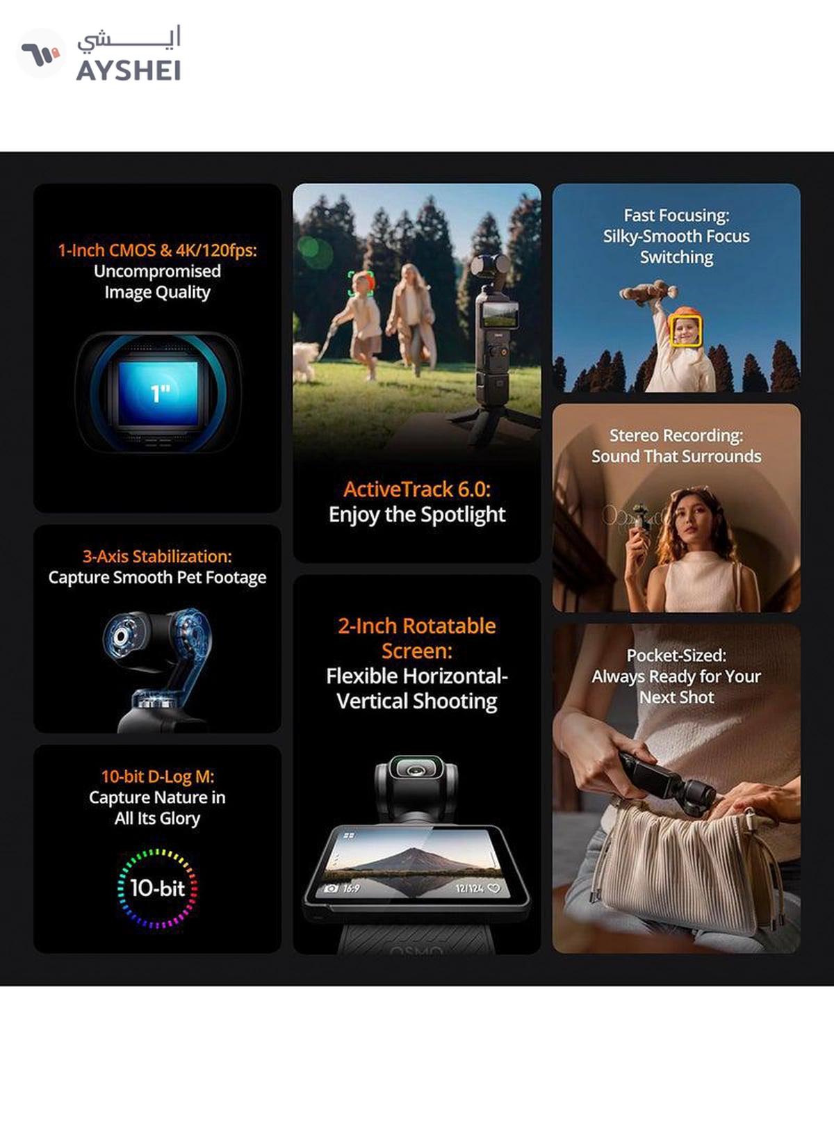 DJi Osmo Pocket 3 Vlogging Camera With 1-Inch CMOS & 4K/120fps Video 3-Axis Stabilization Fast Focusing Face/Object Tracking 2-Inch Rotatable Touchscreen Small Video Camera For Photography Youtube-5-5