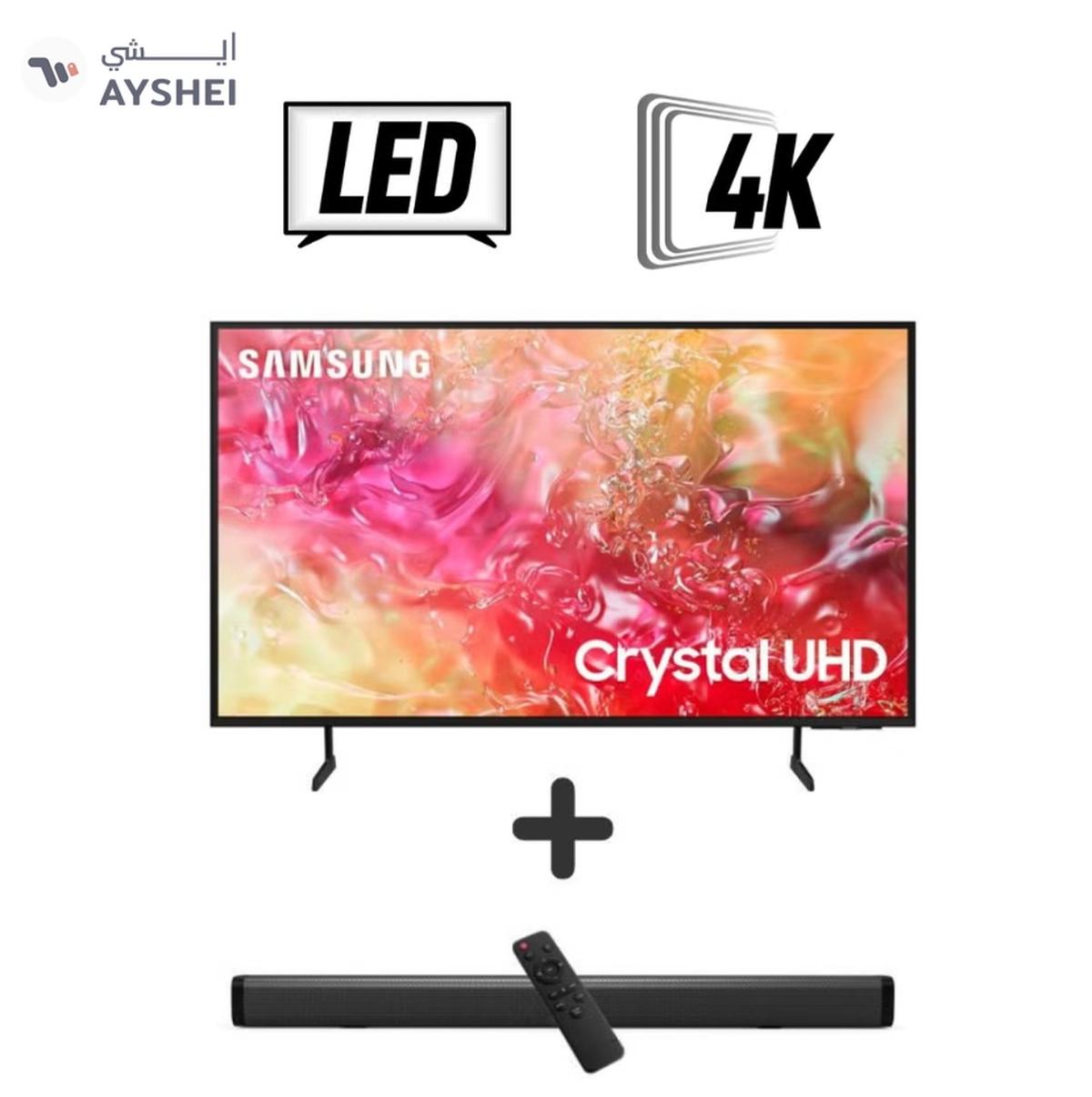 Samsung 50-Inch Crystal UHD DU7000 4K Tizen OS Smart TV with HDR 10+, PurColor, Knox Security With 2.0 Channel Soundbar 30W, HDMI ARC, Bluetooth, USB, MP3, FM Station 50DU7000+SOUNDBAR Black-0-portrait