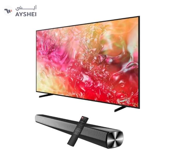 Samsung 50-Inch Crystal UHD DU7000 4K Tizen OS Smart TV with HDR 10+, PurColor, Knox Security With 2.0 Channel Soundbar 30W, HDMI ARC, Bluetooth, USB, MP3, FM Station 50DU7000+SOUNDBAR Black
