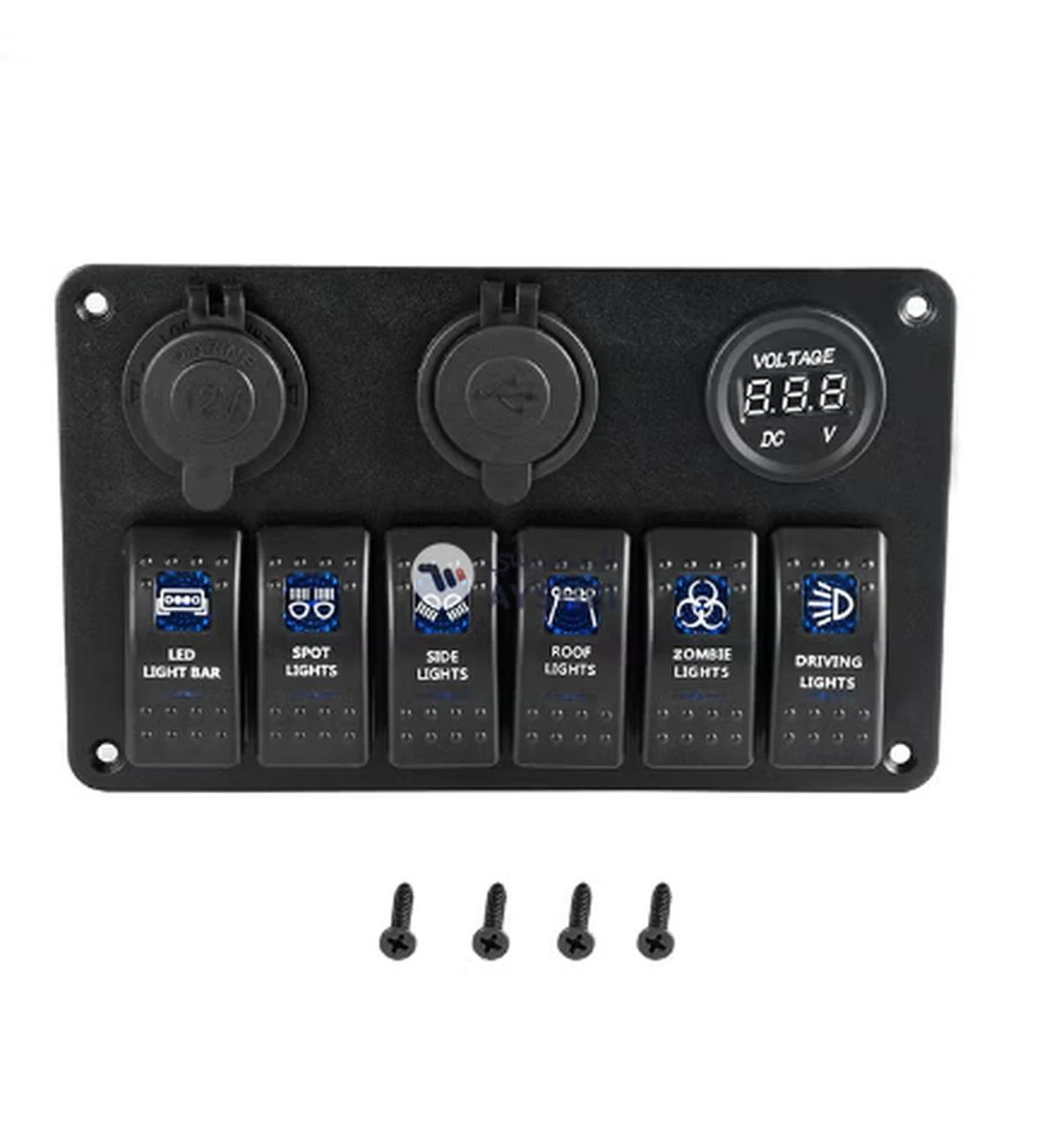 OUTAD 6 Gang Rocker Switch Panel For Car-0-0