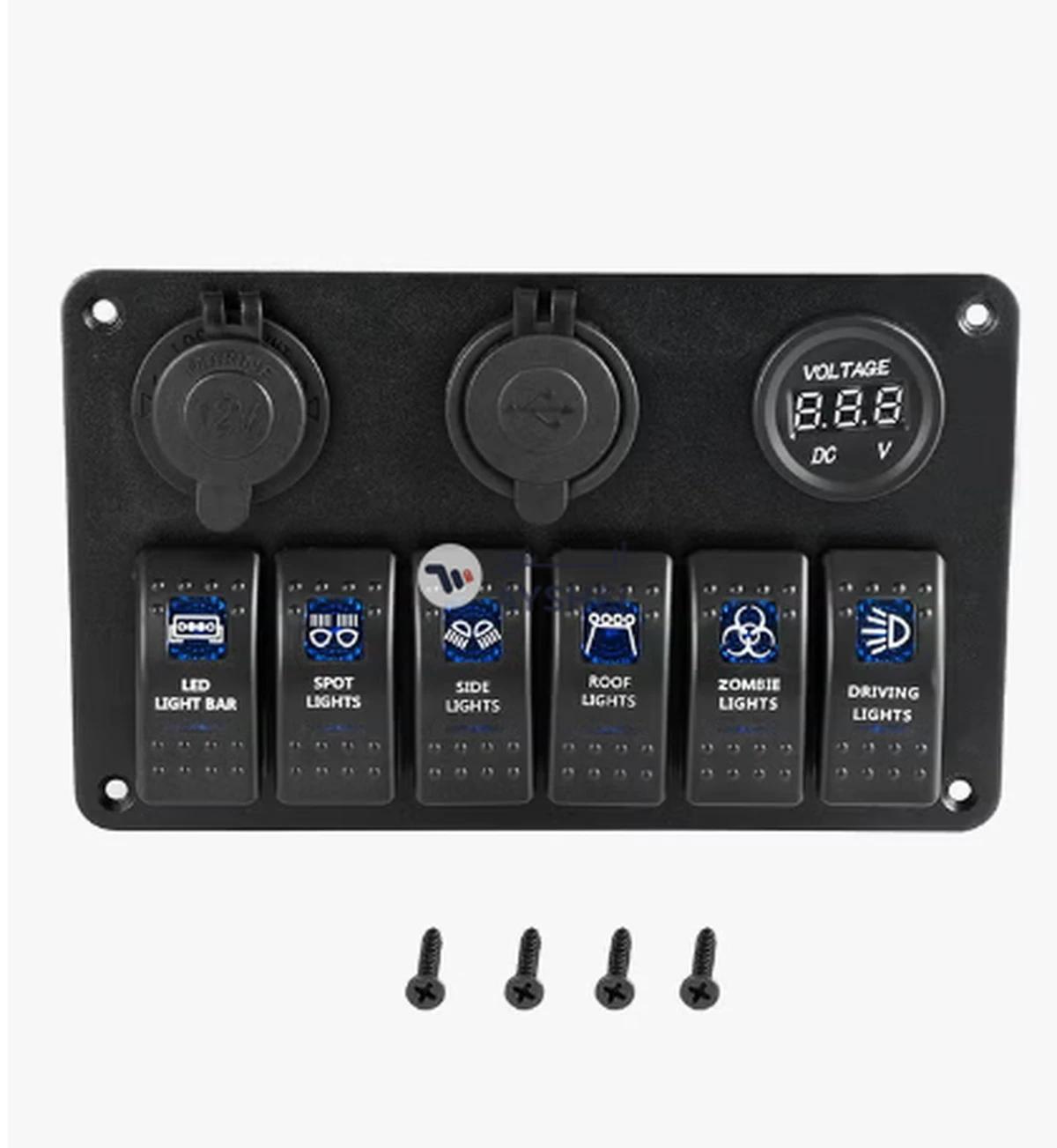 OUTAD 6 Gang Rocker Switch Panel For Car-2-2