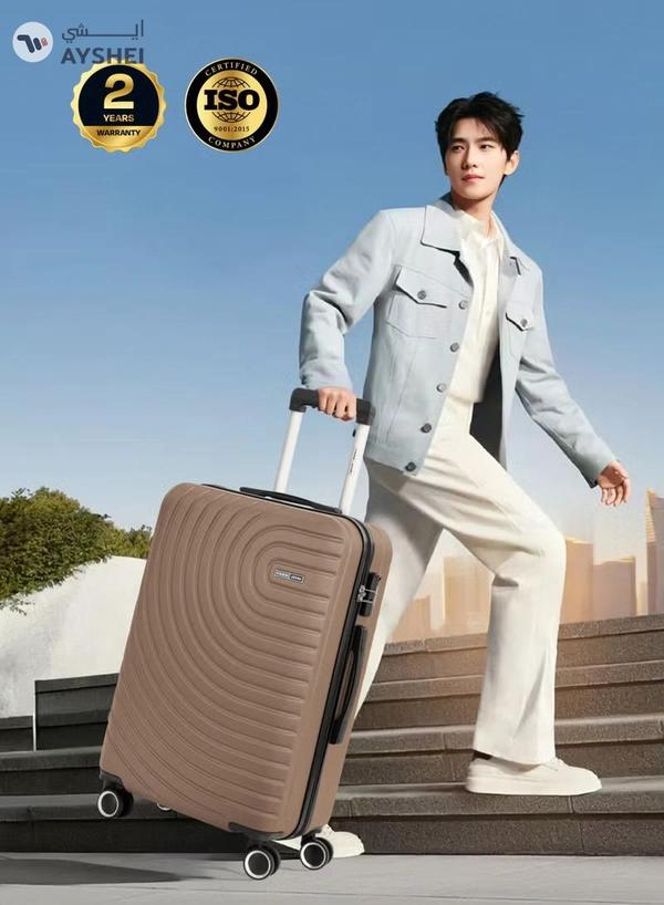 PARAJOHN Medium 24-Inch ABS Lightweight Hardshell Luggage Trolley | carrying 3kg 4-Wheel Spinner Suitcase cream