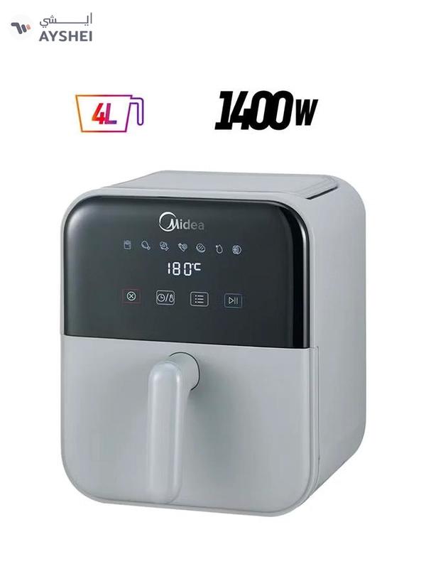 Midea Air Fryer With Digital Touch Control, 4L Capacity, Healthy Cooking, Frying, Grilling, Broiling, Roasting, Baking & Toasting, Timer Up To 60 Minutes Temperature Control 200°C 4 L 1400 W MAD-400T2APH Grey