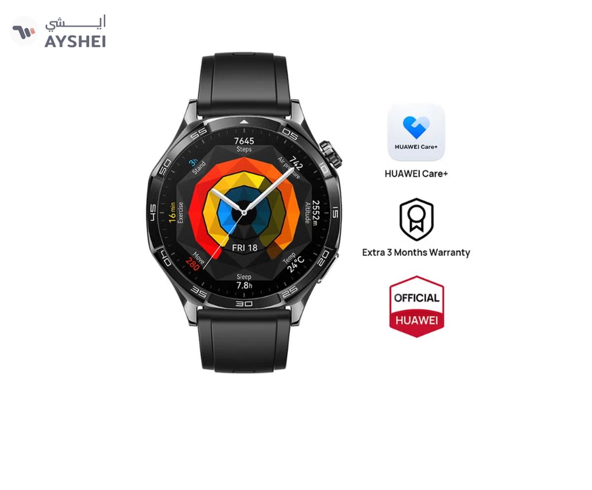Huawei Watch GT 5 46mm Smartwatch, up to 14 Days Battery Life, All-new Running and Cycling Experience, Sharp-Edged Design Watch, Health Tracking, Compatible with iOS and Android - Fluoroelastomer Strap Black-0-landscape