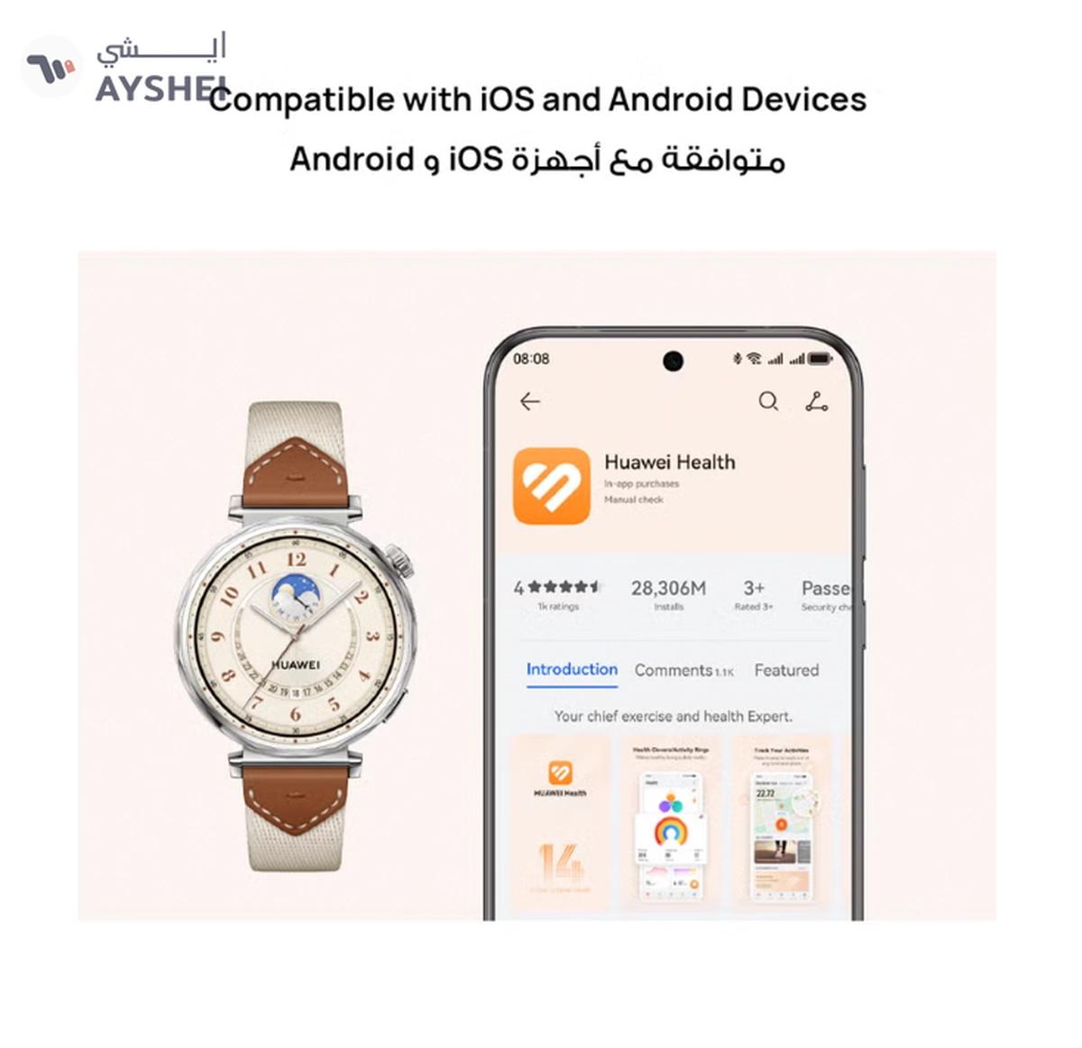 Huawei Watch GT 5 46mm Smartwatch, up to 14 Days Battery Life, All-new Running and Cycling Experience, Sharp-Edged Design Watch, Health Tracking, Compatible with iOS and Android - Fluoroelastomer Strap Black-5-5