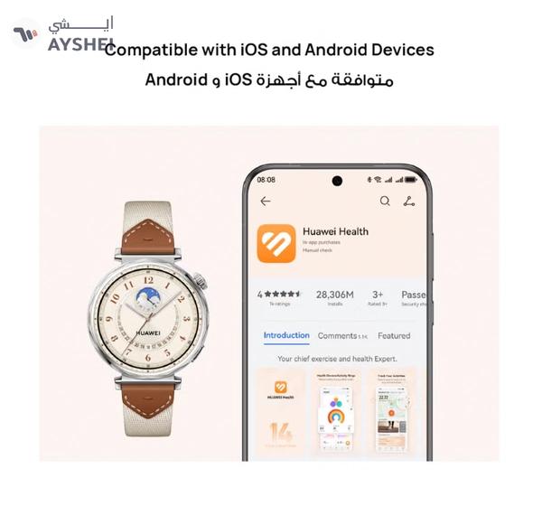 Huawei Watch GT 5 46mm Smartwatch, up to 14 Days Battery Life, All-new Running and Cycling Experience, Sharp-Edged Design Watch, Health Tracking, Compatible with iOS and Android - Fluoroelastomer Strap Black