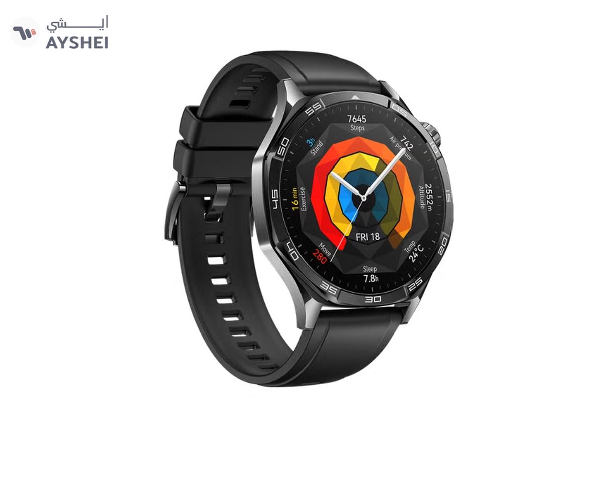Huawei Watch GT 5 46mm Smartwatch, up to 14 Days Battery Life, All-new Running and Cycling Experience, Sharp-Edged Design Watch, Health Tracking, Compatible with iOS and Android - Fluoroelastomer Strap Black-1-landscape