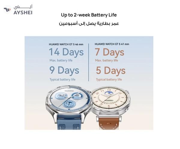 Huawei Watch GT 5 46mm Smartwatch, up to 14 Days Battery Life, All-new Running and Cycling Experience, Sharp-Edged Design Watch, Health Tracking, Compatible with iOS and Android - Fluoroelastomer Strap Black