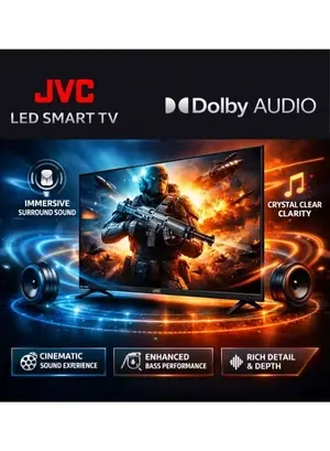 JVC 70 Inch Edgeless 4K UHD Android 14 Smart TV With Bluetooth, Web Browser, Dolby Audio LT-70N7105 Black