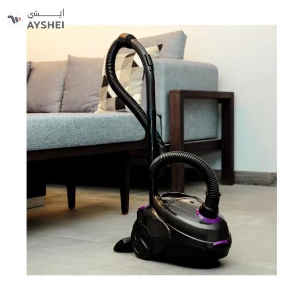 Olsenmark Vacuum Cleaner With Dust Bag 1400W OMVC1782, Powerful Suction, Dust Full Indicator,Dust Bag capacity 1.5L, Flexible Hose With Airflow On Handle, Pedal Switch And Auto-Rewinding Wire 1.5 L 1400 W OMVC1782 Black/Purple