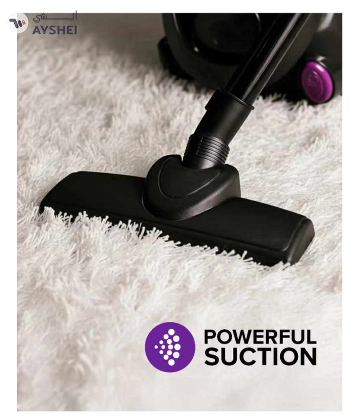 Olsenmark Vacuum Cleaner With Dust Bag 1400W OMVC1782, Powerful Suction, Dust Full Indicator,Dust Bag capacity 1.5L, Flexible Hose With Airflow On Handle, Pedal Switch And Auto-Rewinding Wire 1.5 L 1400 W OMVC1782 Black/Purple-3-3