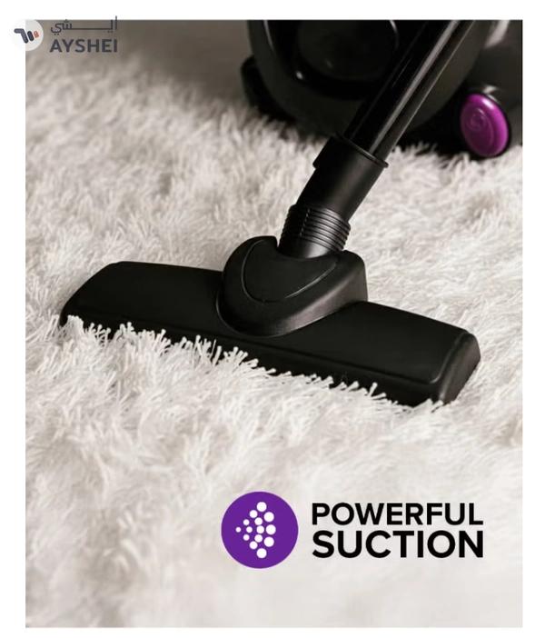 Olsenmark Vacuum Cleaner With Dust Bag 1400W OMVC1782, Powerful Suction, Dust Full Indicator,Dust Bag capacity 1.5L, Flexible Hose With Airflow On Handle, Pedal Switch And Auto-Rewinding Wire 1.5 L 1400 W OMVC1782 Black/Purple