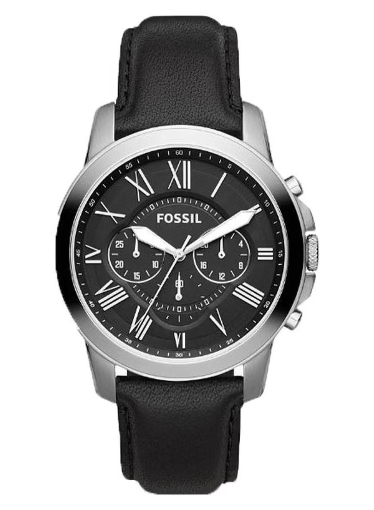 Fossil Men's Leather Chronograph Wrist Watch FS4812IE - 48 mm - Black-0-portrait