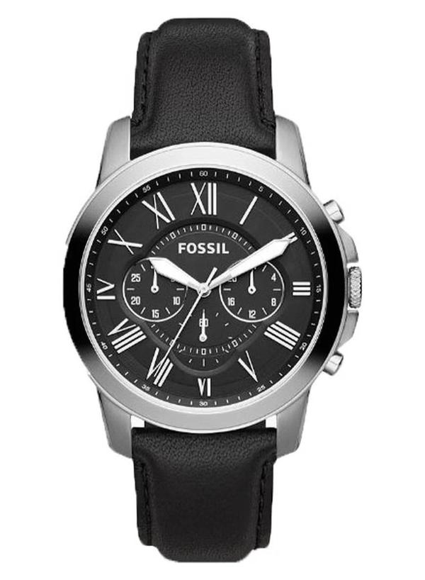 Fossil Men's Leather Chronograph Wrist Watch FS4812IE - 48 mm - Black