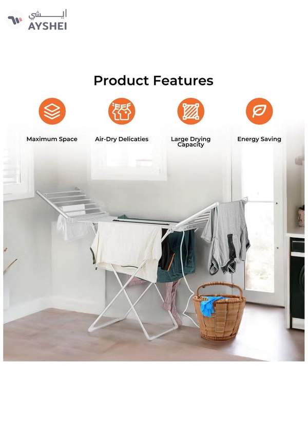 GEEPAS Electric Clothe Dryer Stand With Constant Temperature, Fast Drying, Collapse Save, Energy Saving, Foldable , Noiseless, Non Slip Feet, 15 Kg Load Capacity, One Integrated Structure, Cost Saving