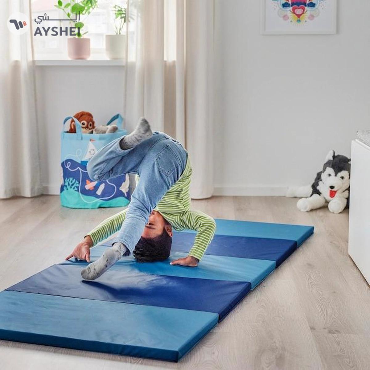 IKEA PLUFSIG Folding Gym Mat, Blue, 78x185 cm-1-portrait