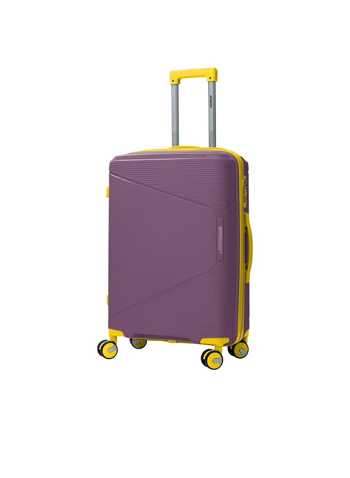 British Tourister 3 Piece Polypropylene Hard side Luggage Set with TSA Lock | Lightweight Spinner Suitcases with 360° Wheels | Durable Trolley Bags for Secure Travel (Small, Medium, Large) – Purple-3-3