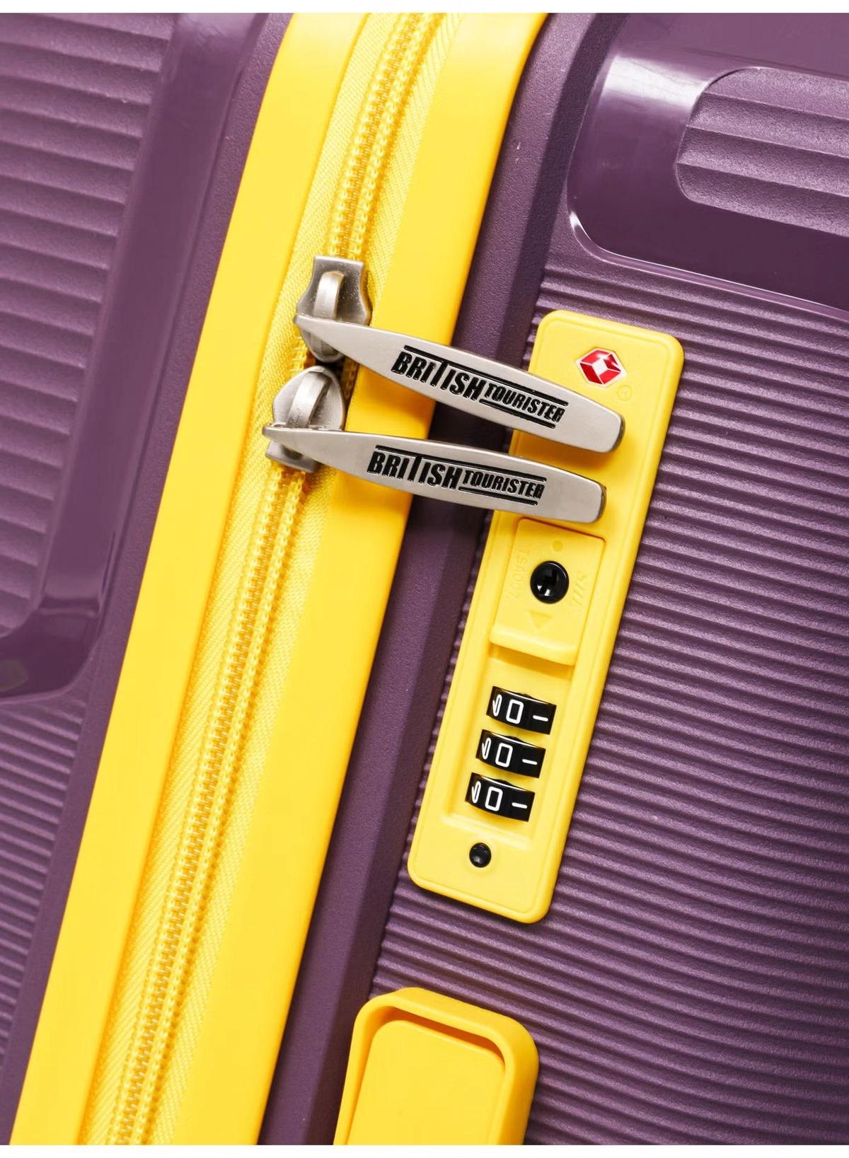 British Tourister 3 Piece Polypropylene Hard side Luggage Set with TSA Lock | Lightweight Spinner Suitcases with 360° Wheels | Durable Trolley Bags for Secure Travel (Small, Medium, Large) – Purple-2-2