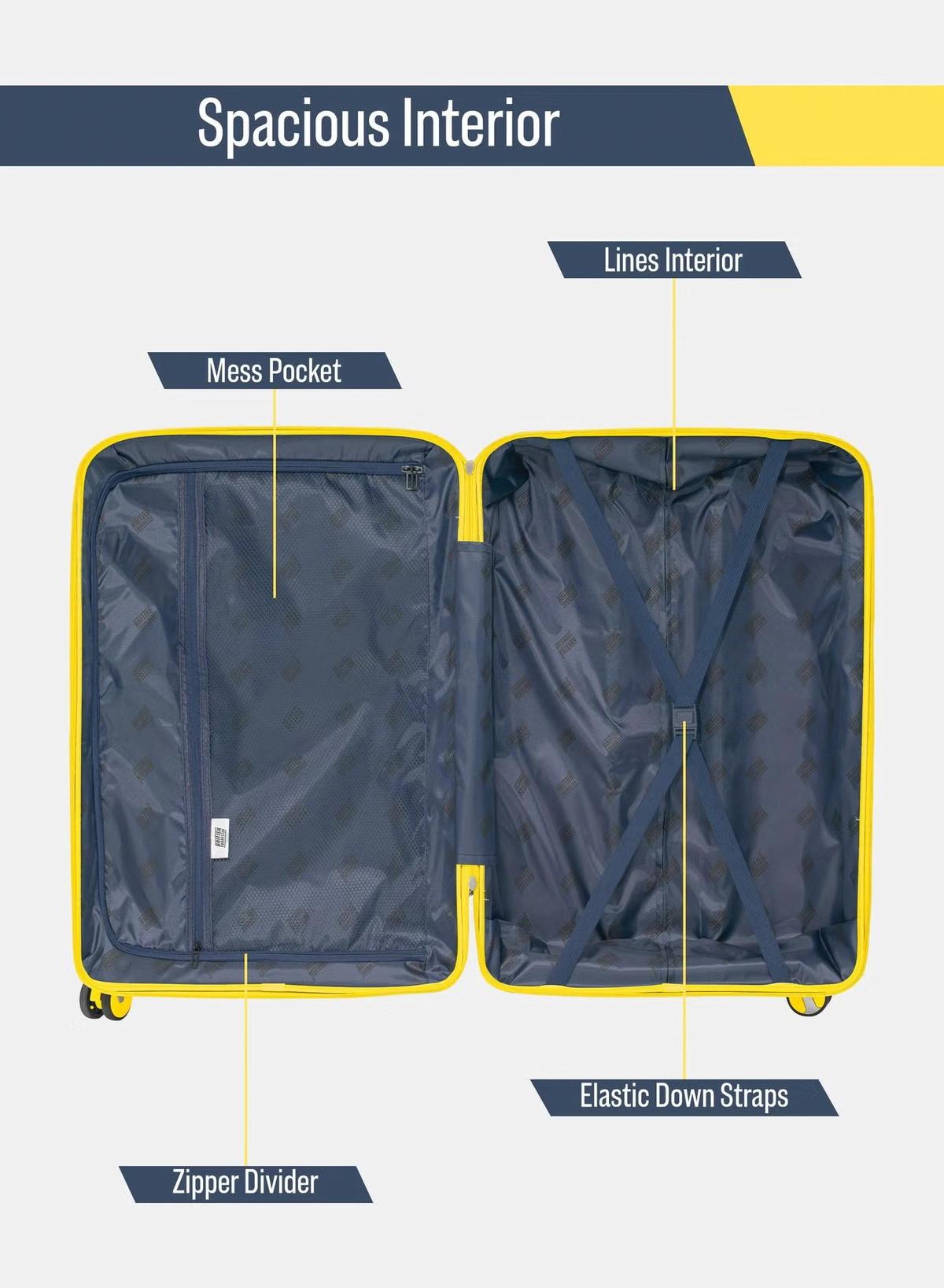 British Tourister 3 Piece Polypropylene Hard side Luggage Set with TSA Lock | Lightweight Spinner Suitcases with 360° Wheels | Durable Trolley Bags for Secure Travel (Small, Medium, Large) – Purple-5-5