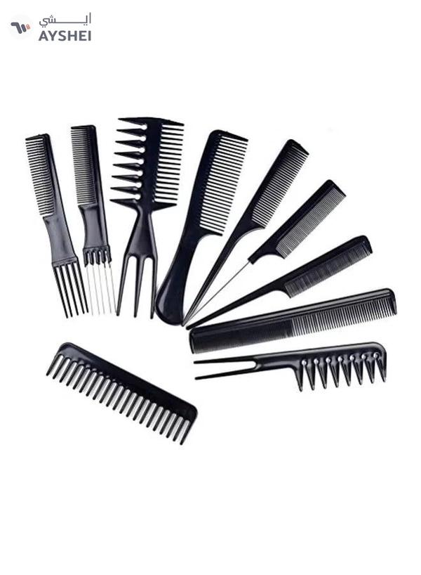 Youngman 10-Piece Professional Styling Comb Set Black