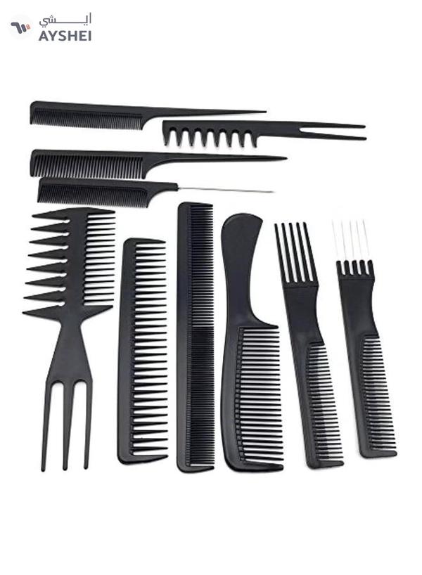 Youngman 10-Piece Professional Styling Comb Set Black