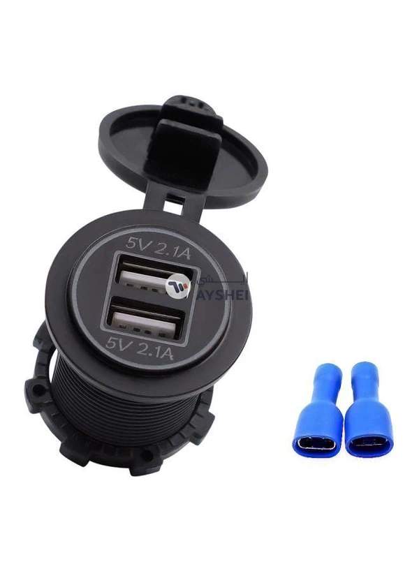 Generic Dual USB Car Charger With Aperture Black