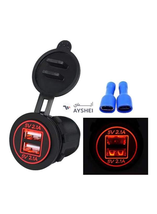 Generic Dual USB Car Charger With Aperture Black