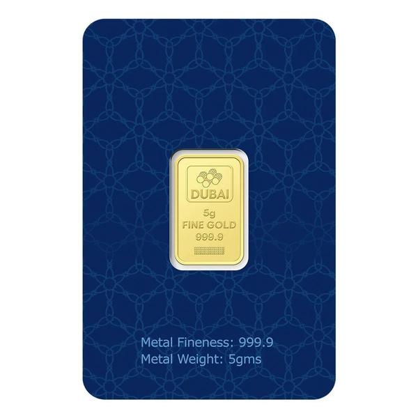 Dubai Gold 5 Grams Pure 999.9 Fine Gold Bar