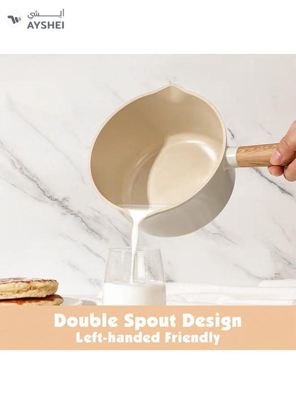 Sensarte 14 Piece Ceramic Cookware Set With Wooden Handles, Non-Stick, Pfoa/Pfos/Apeo Free, 1X24Cm Casserole With Lid, 1X20Cm Fry Pan, 1X24Cm Fry Pan, 1X28Cm Fry Pan With Lid, 1X18 Cm Sauce Pan With Lid, 2 Silicone Utensils, 4X Pan Protectors, Cream White 4.6 18 Ratings