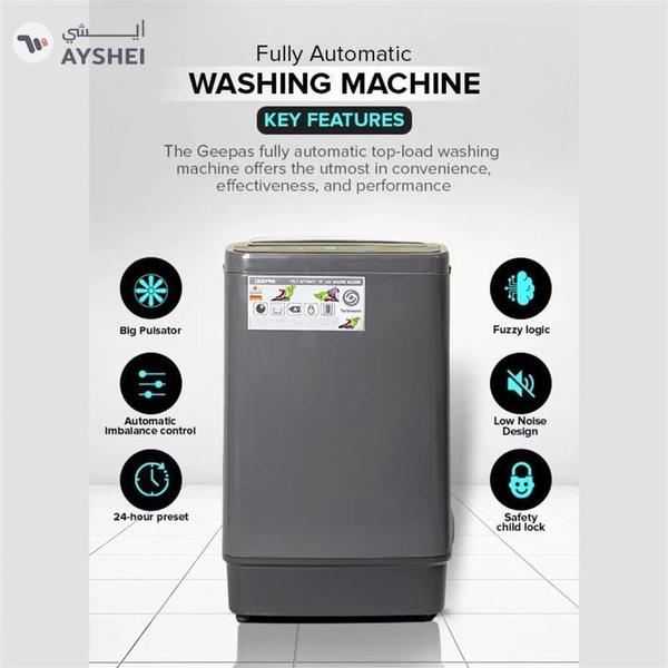 GEEPAS 6 KG Fully Automatic Washing Machine| Top Load Equipped with Big Pulsator