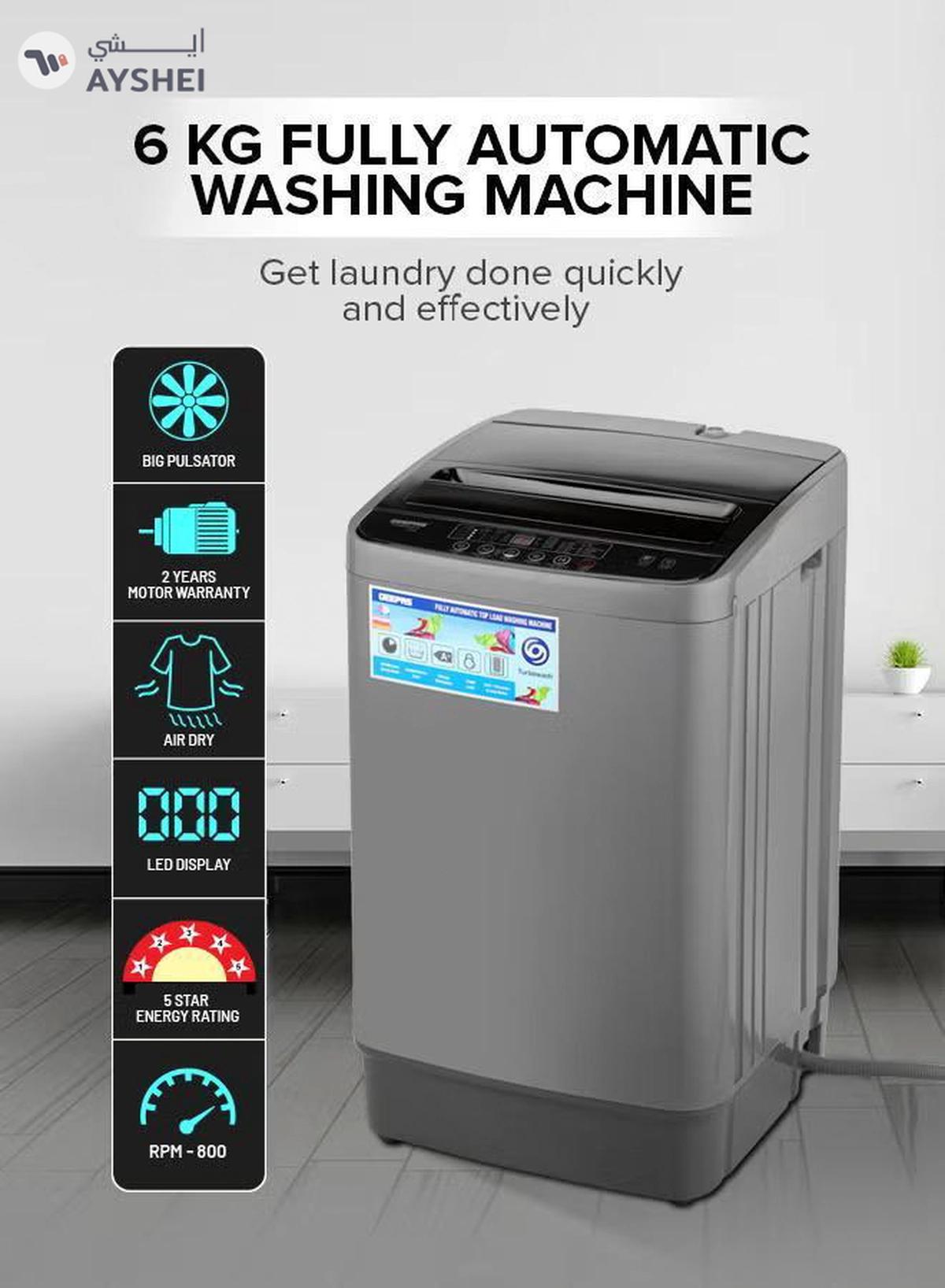 GEEPAS 6 KG Fully Automatic Washing Machine| Top Load Equipped with Big Pulsator-1-portrait
