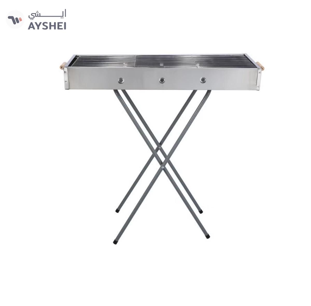 Royalford RF10366 Foldable Stainless Steel BBQ Stand with Grill| Portable Charcoal Barbecue |Large Cooking Surface| Heat-Resistant & Easy to Carry for Camping, Picnic etc-0-landscape