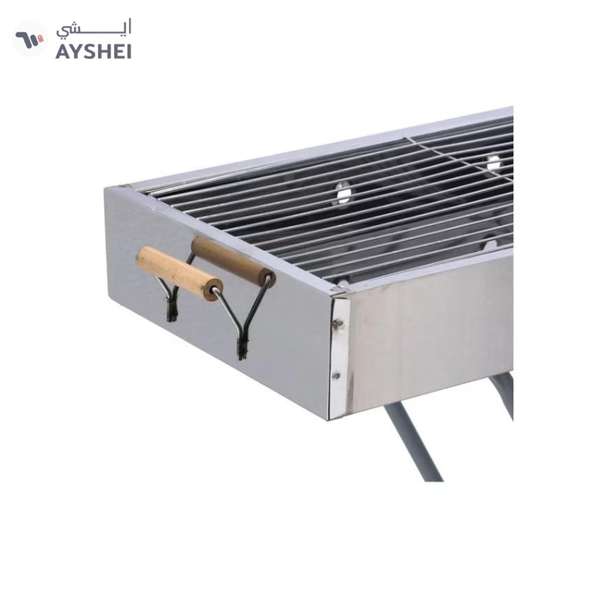 Royalford RF10366 Foldable Stainless Steel BBQ Stand with Grill| Portable Charcoal Barbecue |Large Cooking Surface| Heat-Resistant & Easy to Carry for Camping, Picnic etc-1-1
