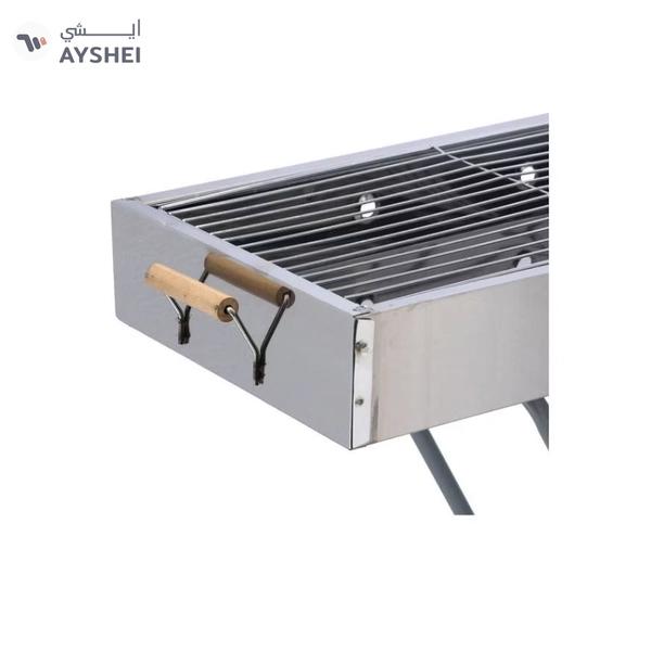Royalford RF10366 Foldable Stainless Steel BBQ Stand with Grill| Portable Charcoal Barbecue |Large Cooking Surface| Heat-Resistant & Easy to Carry for Camping, Picnic etc