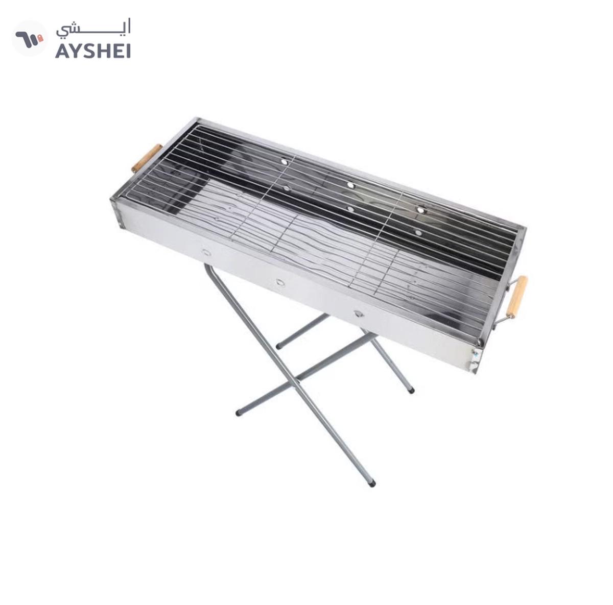 Royalford RF10366 Foldable Stainless Steel BBQ Stand with Grill| Portable Charcoal Barbecue |Large Cooking Surface| Heat-Resistant & Easy to Carry for Camping, Picnic etc-2-2