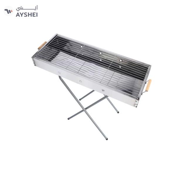 Royalford RF10366 Foldable Stainless Steel BBQ Stand with Grill| Portable Charcoal Barbecue |Large Cooking Surface| Heat-Resistant & Easy to Carry for Camping, Picnic etc