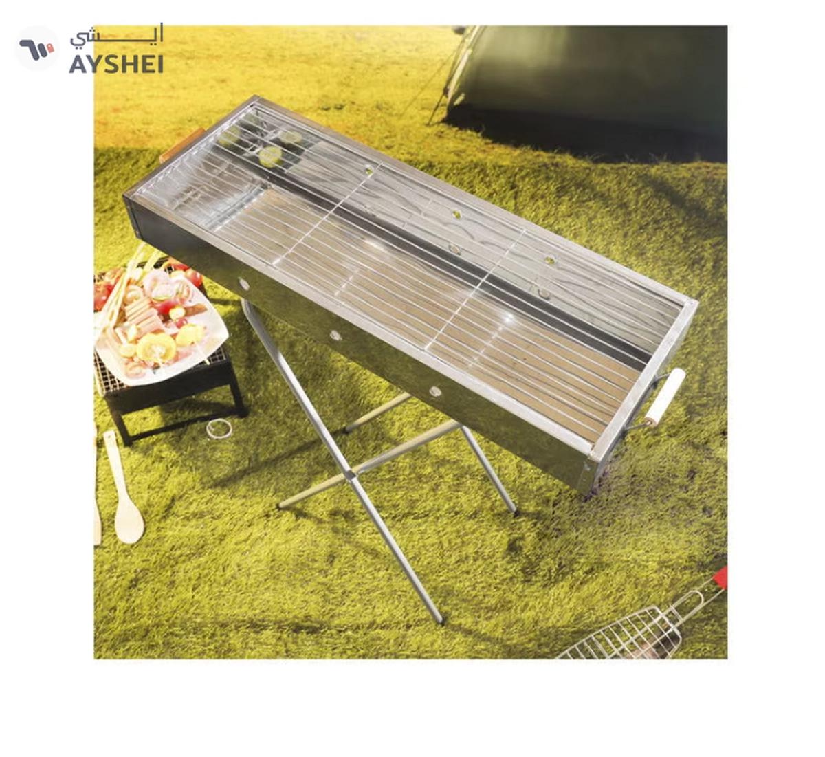 Royalford RF10366 Foldable Stainless Steel BBQ Stand with Grill| Portable Charcoal Barbecue |Large Cooking Surface| Heat-Resistant & Easy to Carry for Camping, Picnic etc-4-4