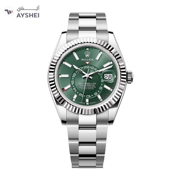 Rolex Sky-Dweller Steel & White gold Mint Green Dial Oyster bracelet