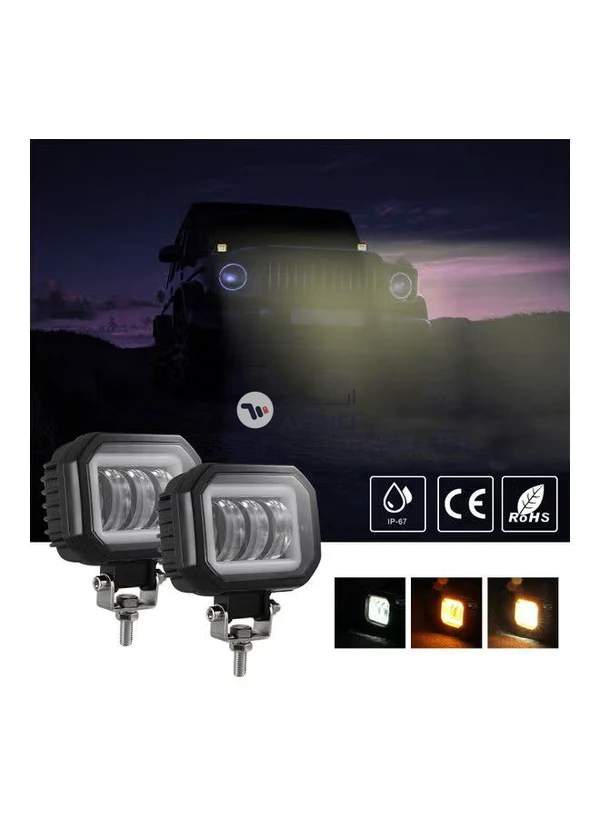 Generic 2-Piece Waterproof Square LED Angel Eye Fog Light