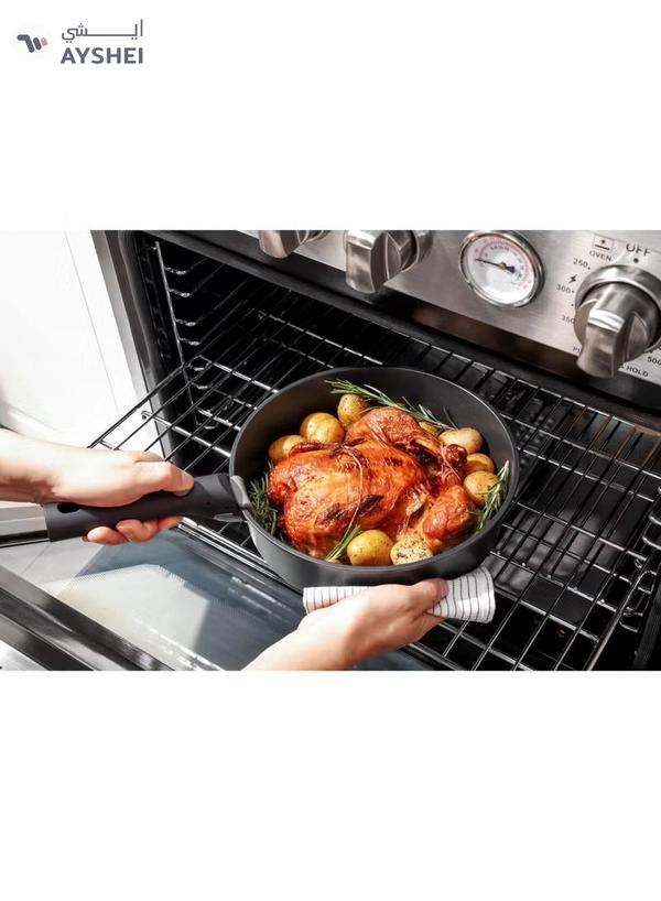 Sensarte Cookware Set Nonstick With Detachable Handles, 18Pcs Induction Cookware Set Stackable, Space Saving With Removable Handle Black