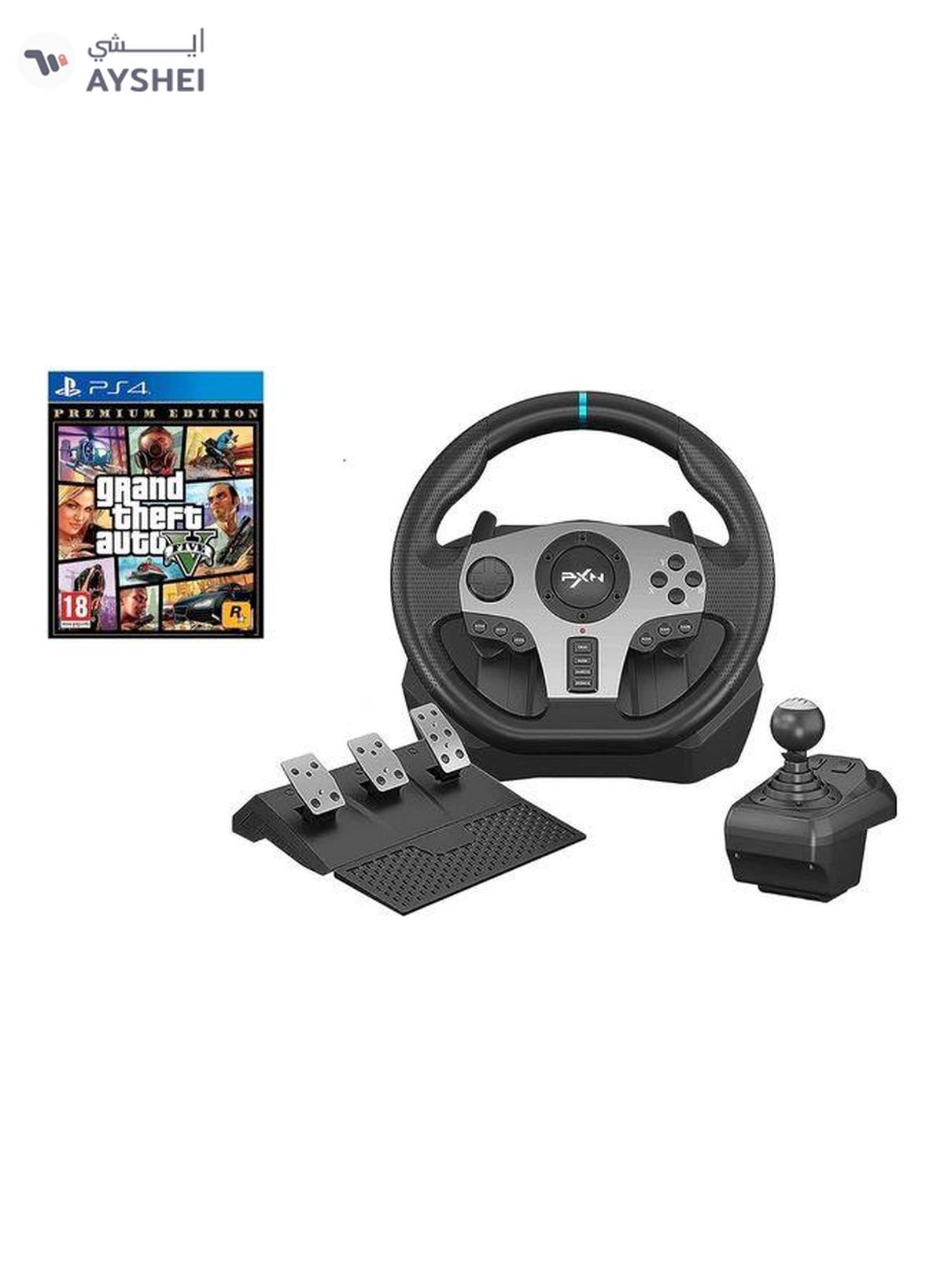 Rockstar Games Grand Theft Auto V - Action & Shooter With 900 Degree Double Vibration Steering Wheel-0-portrait
