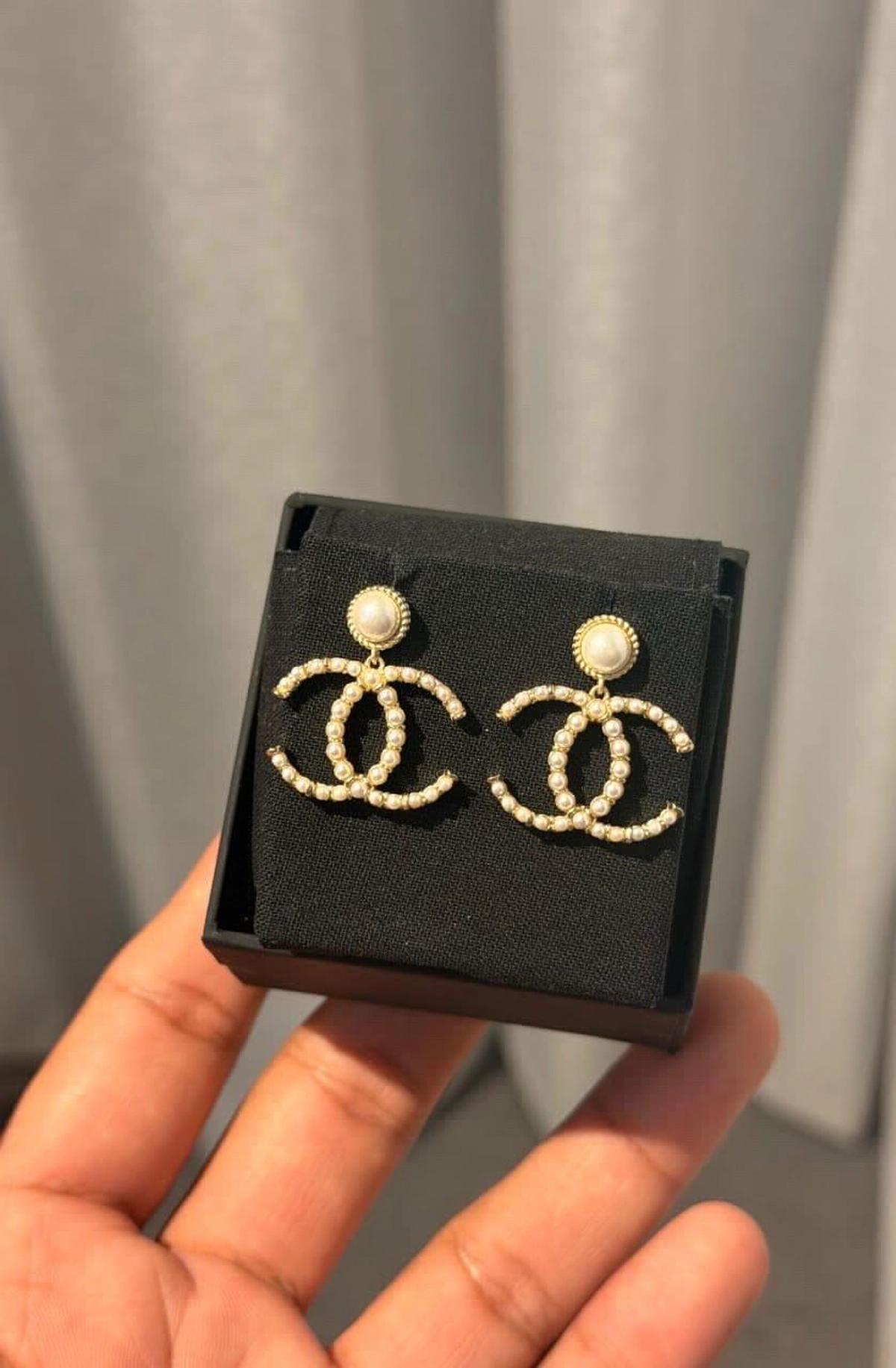 Chanel CC Pearl Drop Earrings-0-0