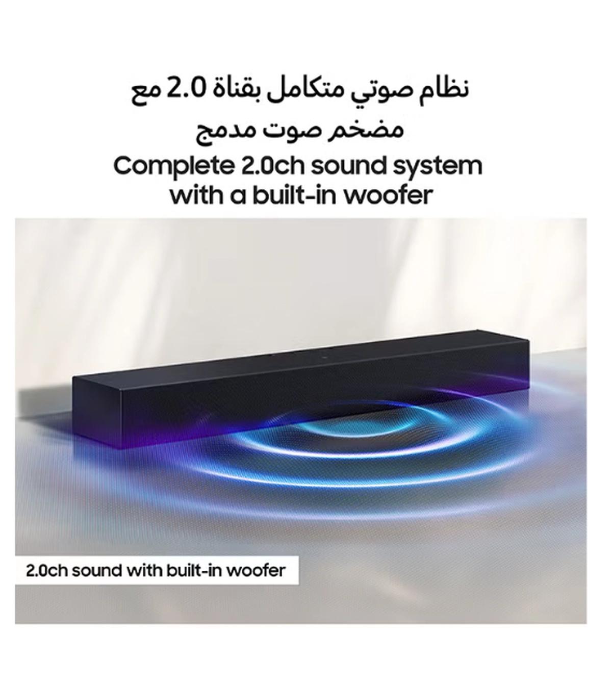 Samsung B-series Soundbar, B400F, 2.0 ch, Subwoofer, 2.0ch Sound with Built-in Woofer, One Remote Control, Surround Sound Expansion, Bluetooth TV connection,(2025 - UAE Version)-1-portrait