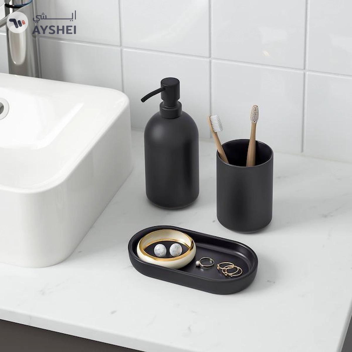 GANSJÖN 3-piece bathroom set, black-0-portrait