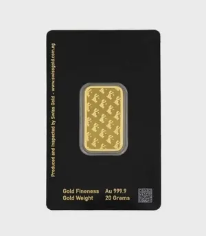20 Grams Swiss Gold Bar 100% Authentic