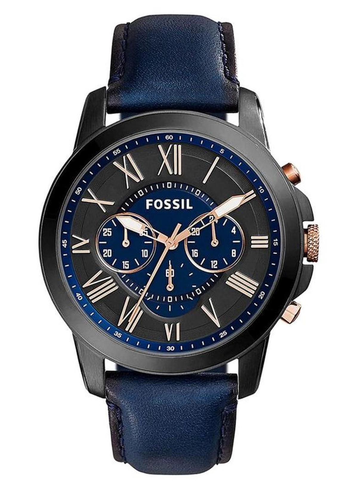 Fossil Men's Grant Water Resistant Analog Watch FS5061 - 43 mm - Blue-0-portrait