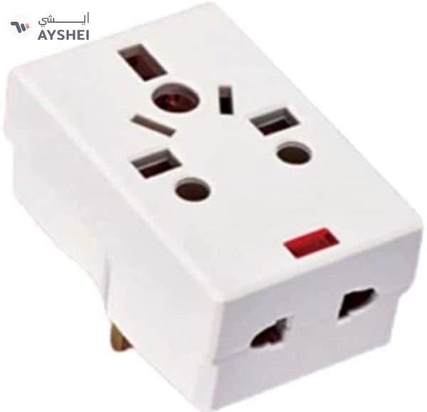 ABBASALI 03 Way Adapter with Square Pin Universal Socket with Light And 13A Fuse